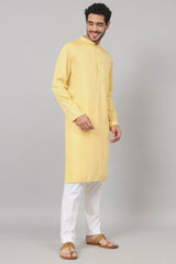 Yellow solid Giza cotton yellow plain kurta