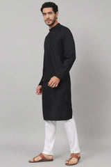 Giza cotton black plain kurta