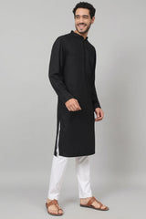Giza cotton black plain kurta