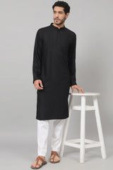 Giza cotton black plain kurta