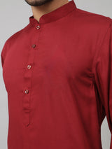 Giza cotton maroon plain kurta
