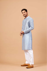 Viva Dot Embroidered Sky Blue Kurta