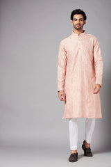 Tiyaan Embroidered Peach Kurta