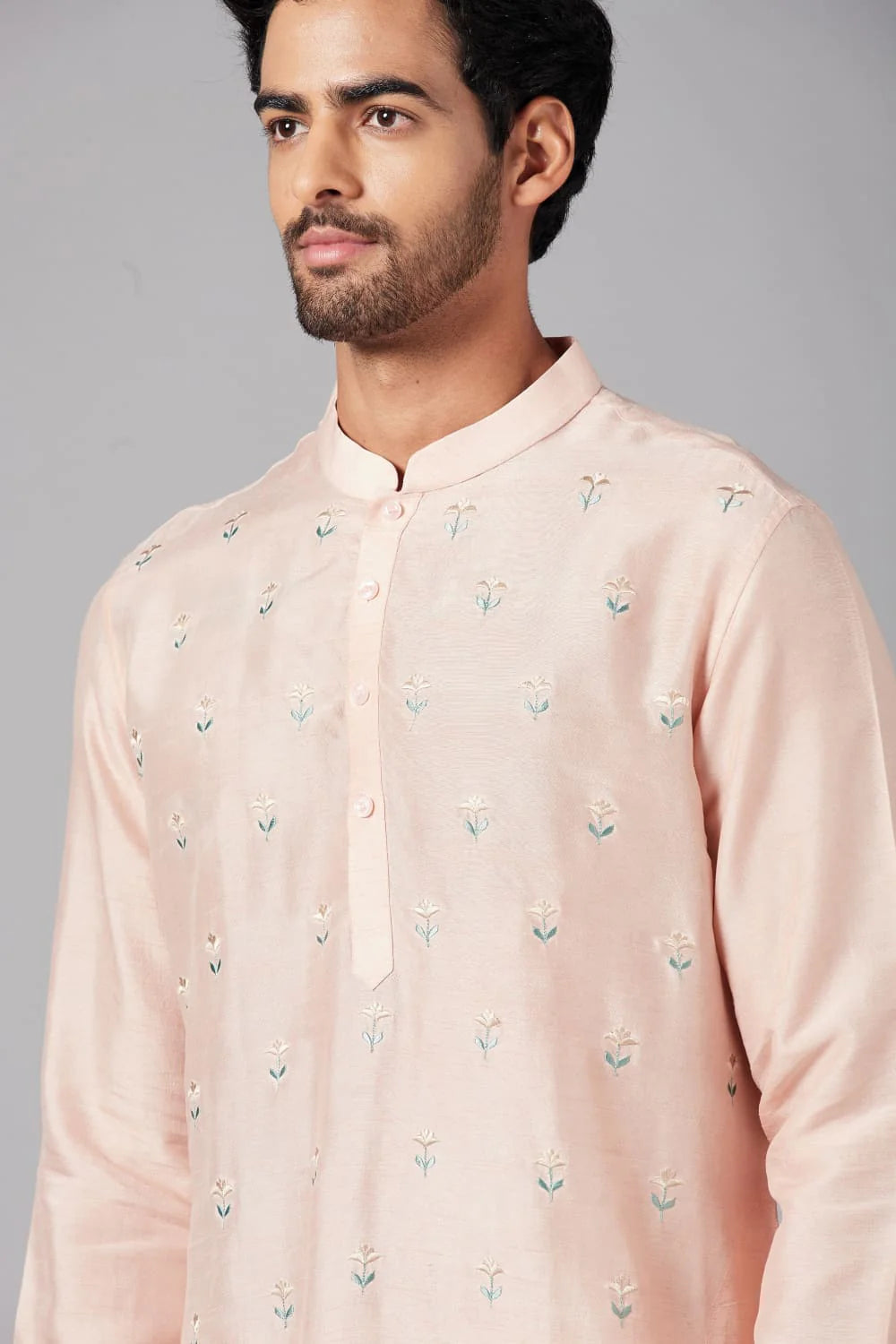 MOORI PEACH EMBROIDERED KURTA
