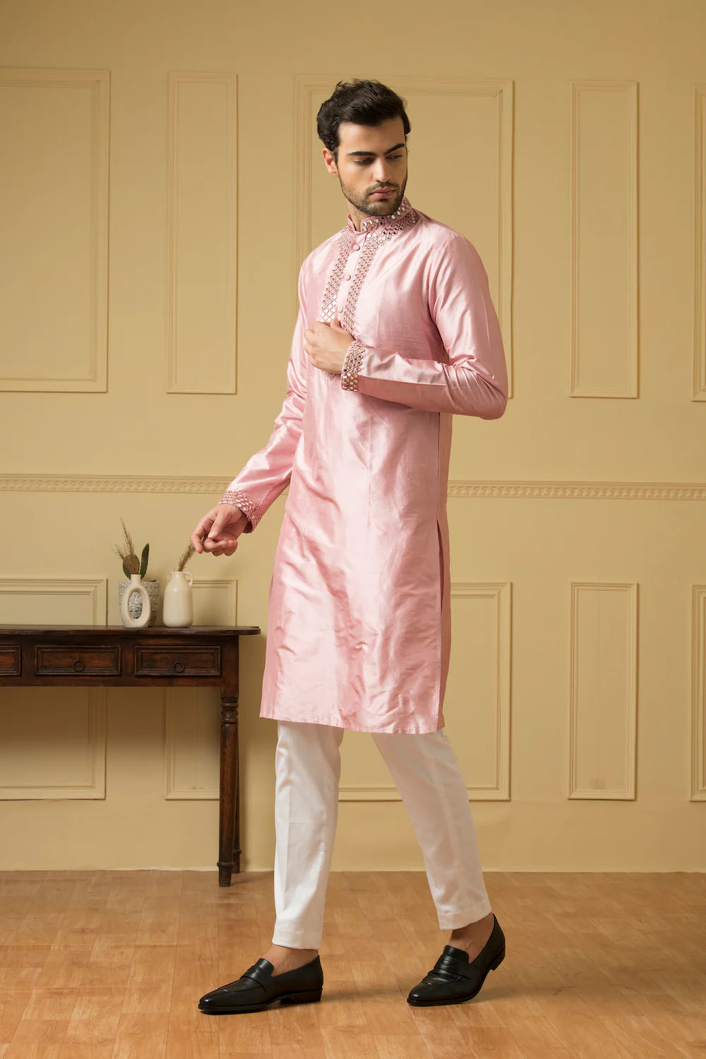 Elegencia Pink mirror kurta