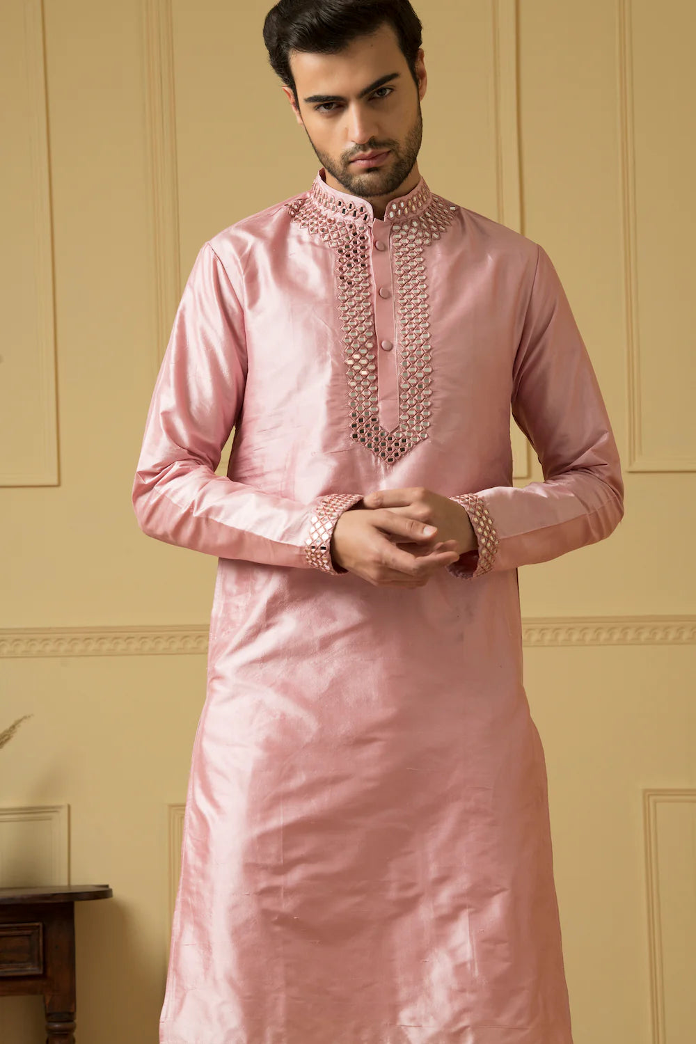 Elegencia Pink mirror kurta