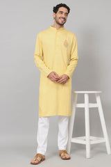Maize paisley embroidered cotton Kurta