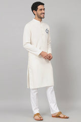 Avorio Motif embroidered cotton Kurta