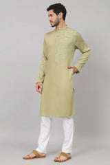 Sylvan Leafy embroidered cotton kurta