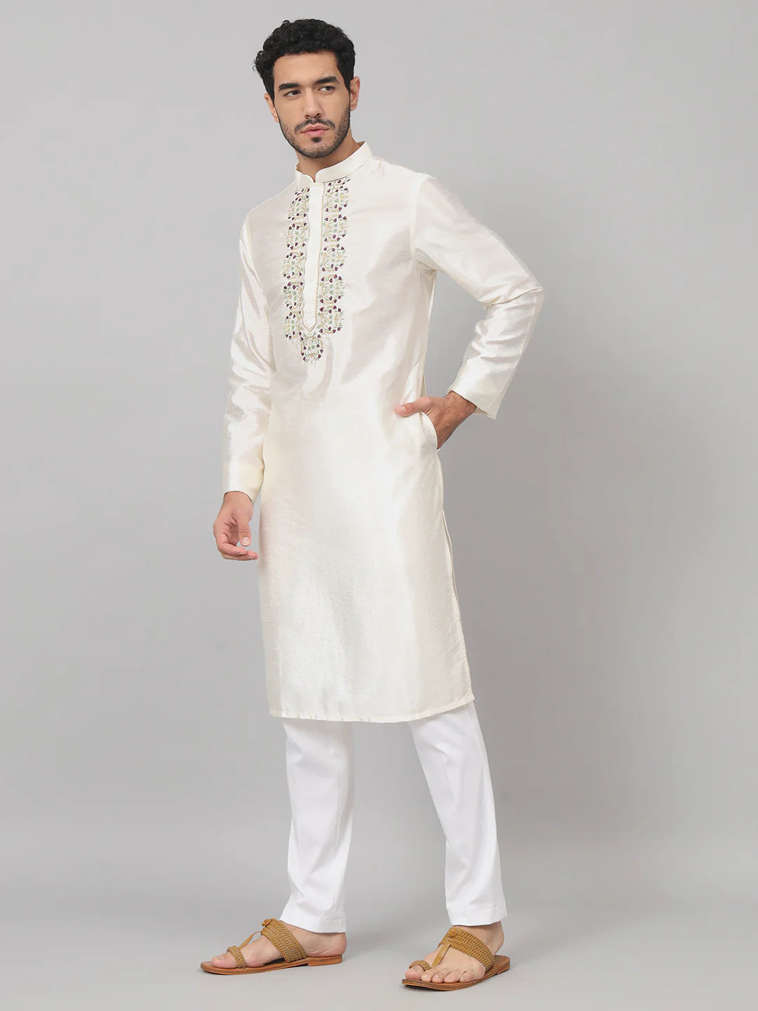 Rein Multicolor embroidered silk kurta