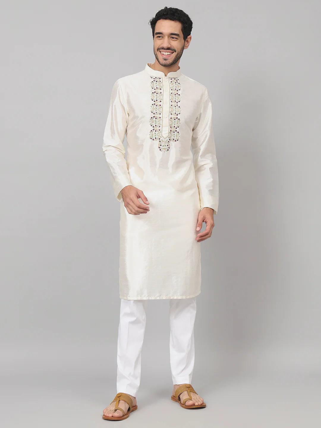 Rein Multicolor embroidered silk kurta
