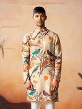 Serene Serenity Bird Themed Print Cotton Kurta