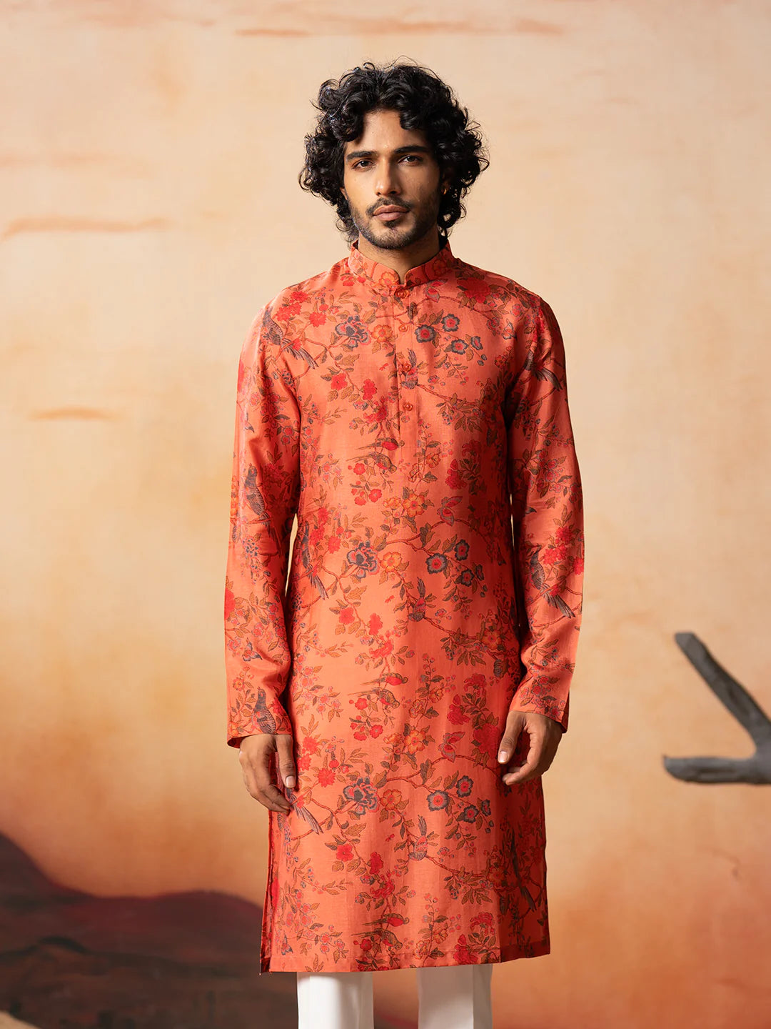 Blume Floral Jal Print Silk Kurta
