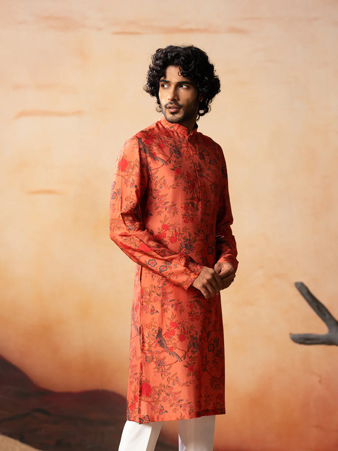 Blume Floral Jal Print Silk Kurta