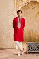 EMBROIDERED RED KURTA PANT