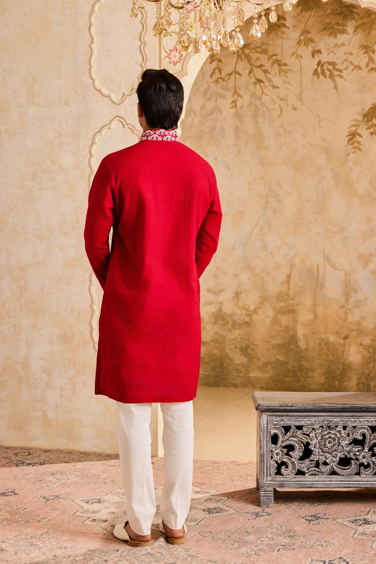EMBROIDERED RED KURTA PANT