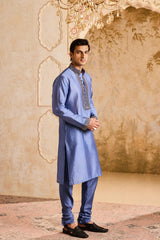 EMBROIDERED BLUE GREY KURTA CHURIDAR