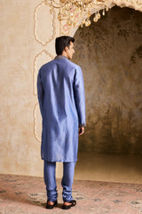 EMBROIDERED BLUE GREY KURTA CHURIDAR