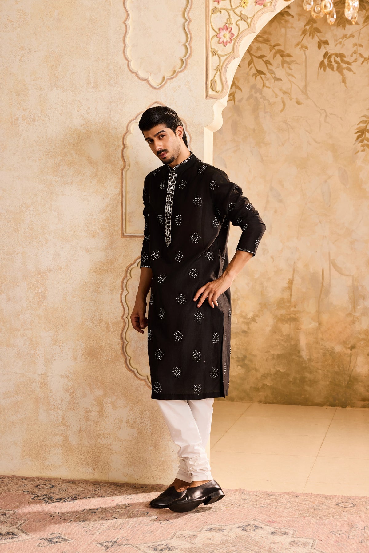 EMBROIDERED BLACK KURTA CHURIDAR