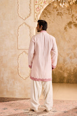 EMBROIDERED PINK PINTUCKED KURTA WITH SALWAR