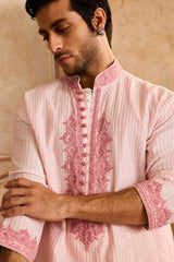 EMBROIDERED PINK PINTUCKED KURTA WITH SALWAR