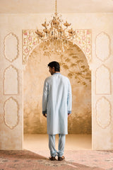 EMBROIDERED LIGHT BLUE PINTUCKED KURTA WITH CHURIDAR