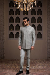 GREY EMBROIDERED JODHPURI COAT WITH PANT