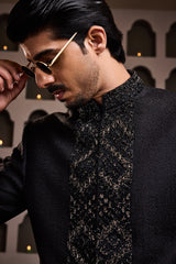 BLACK EMBROIDERED JODHPURI COAT WITH PANT
