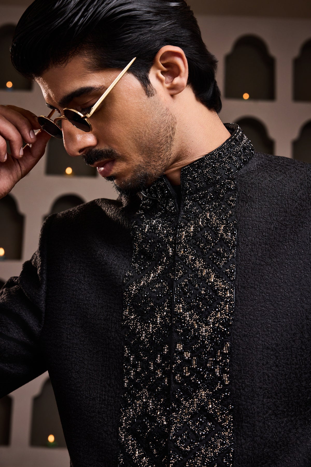 BLACK EMBROIDERED JODHPURI COAT WITH PANT
