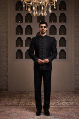 BLACK EMBROIDERED JODHPURI COAT WITH PANT