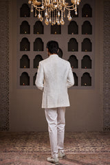 WHITE EMBROIDERED JODHPURI COAT WITH PANT