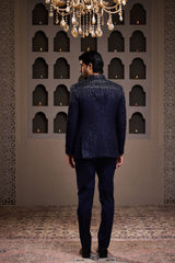 NAVY BLUE EMBROIDERED JODHPURI COAT WITH PANT