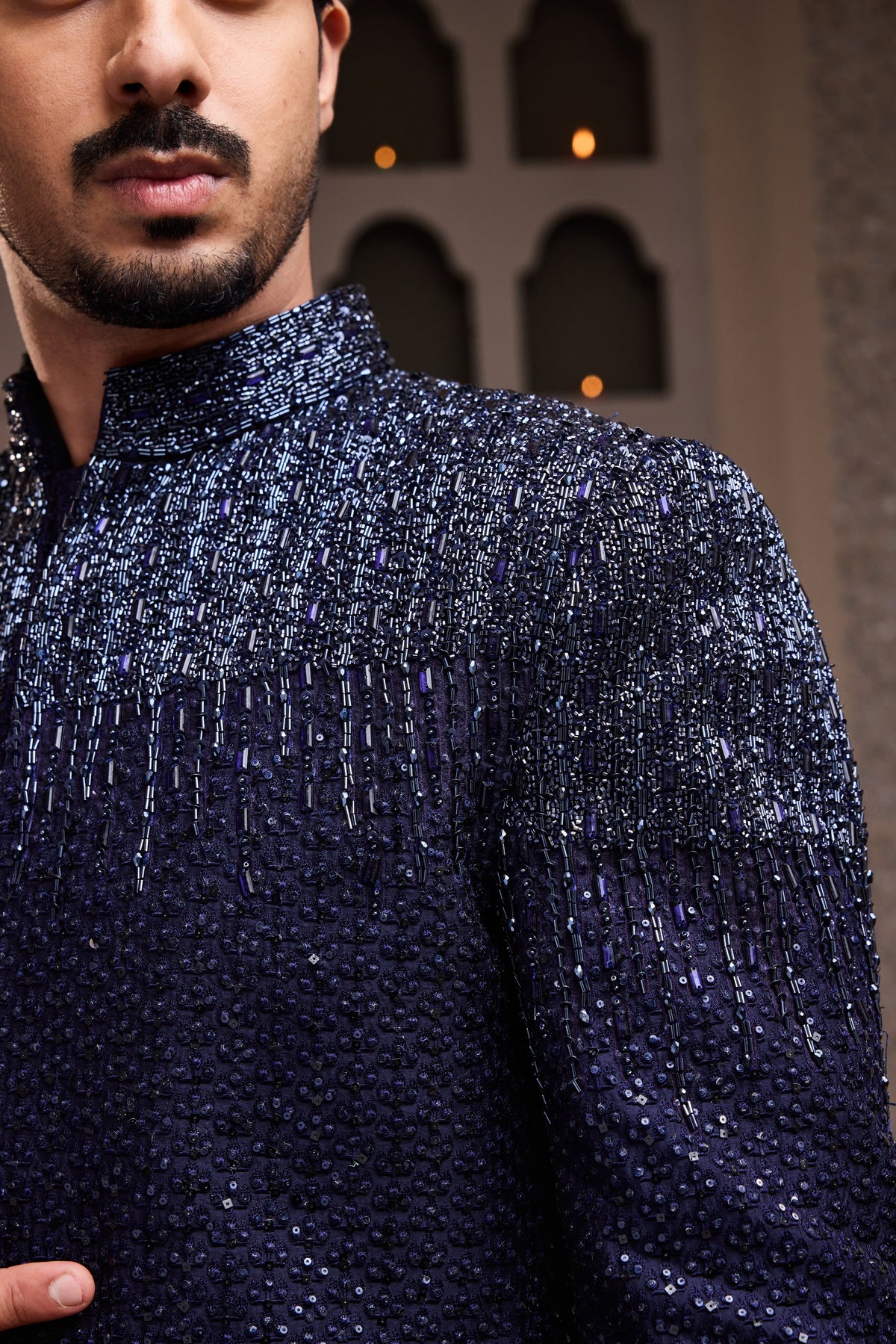 NAVY BLUE EMBROIDERED JODHPURI COAT WITH PANT