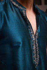 EMBROIDERED CHANDERI KURTA WITH PATIALA SALWAR