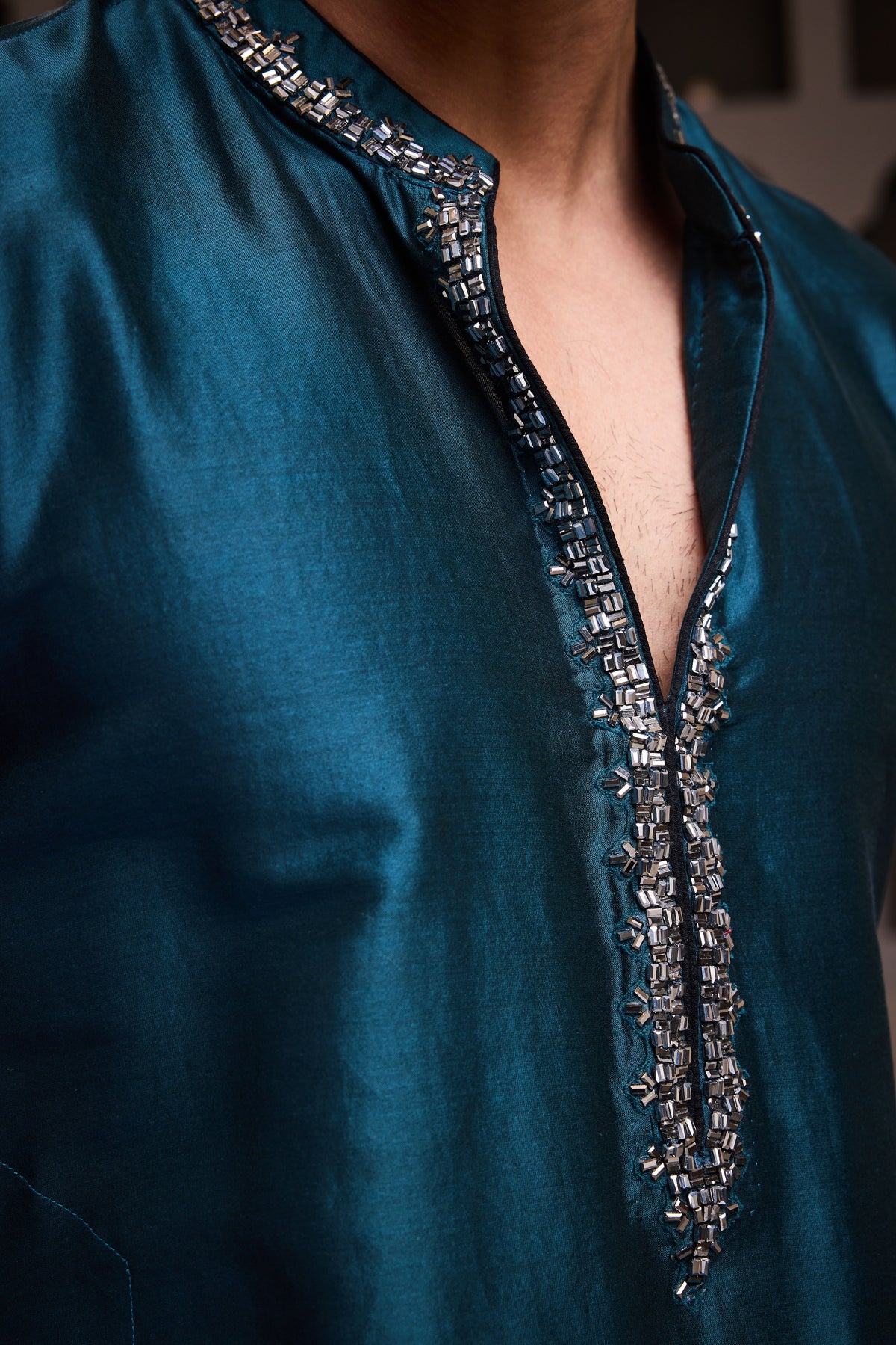 EMBROIDERED CHANDERI KURTA WITH PATIALA SALWAR