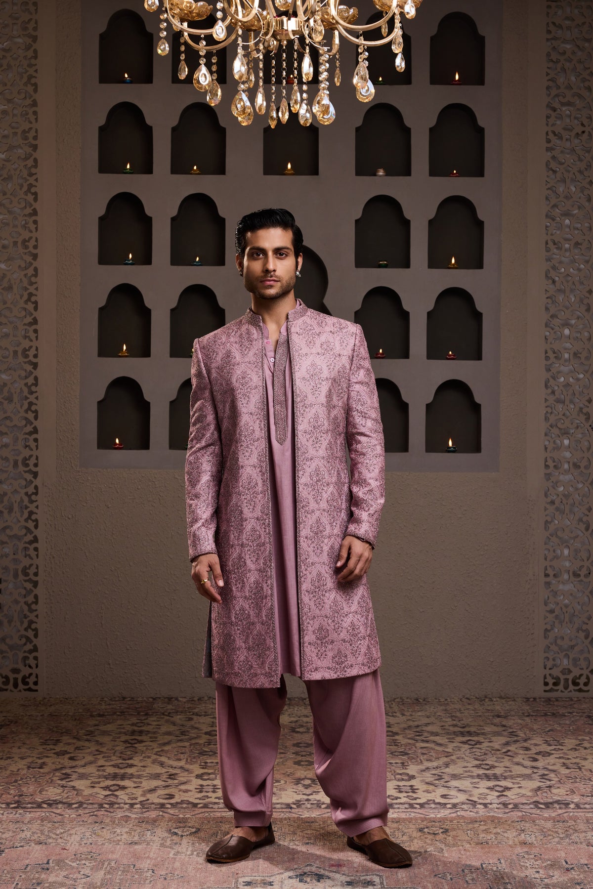 ROSE EMBROIDERED JACKET WITH KURTA AND SALWAR