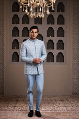 SKY BLUE EMBROIDERED JODHPURI COAT WITH PANT