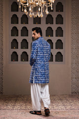 INDIGO PRINTED SHERWANI WITH KURTA SALWAR