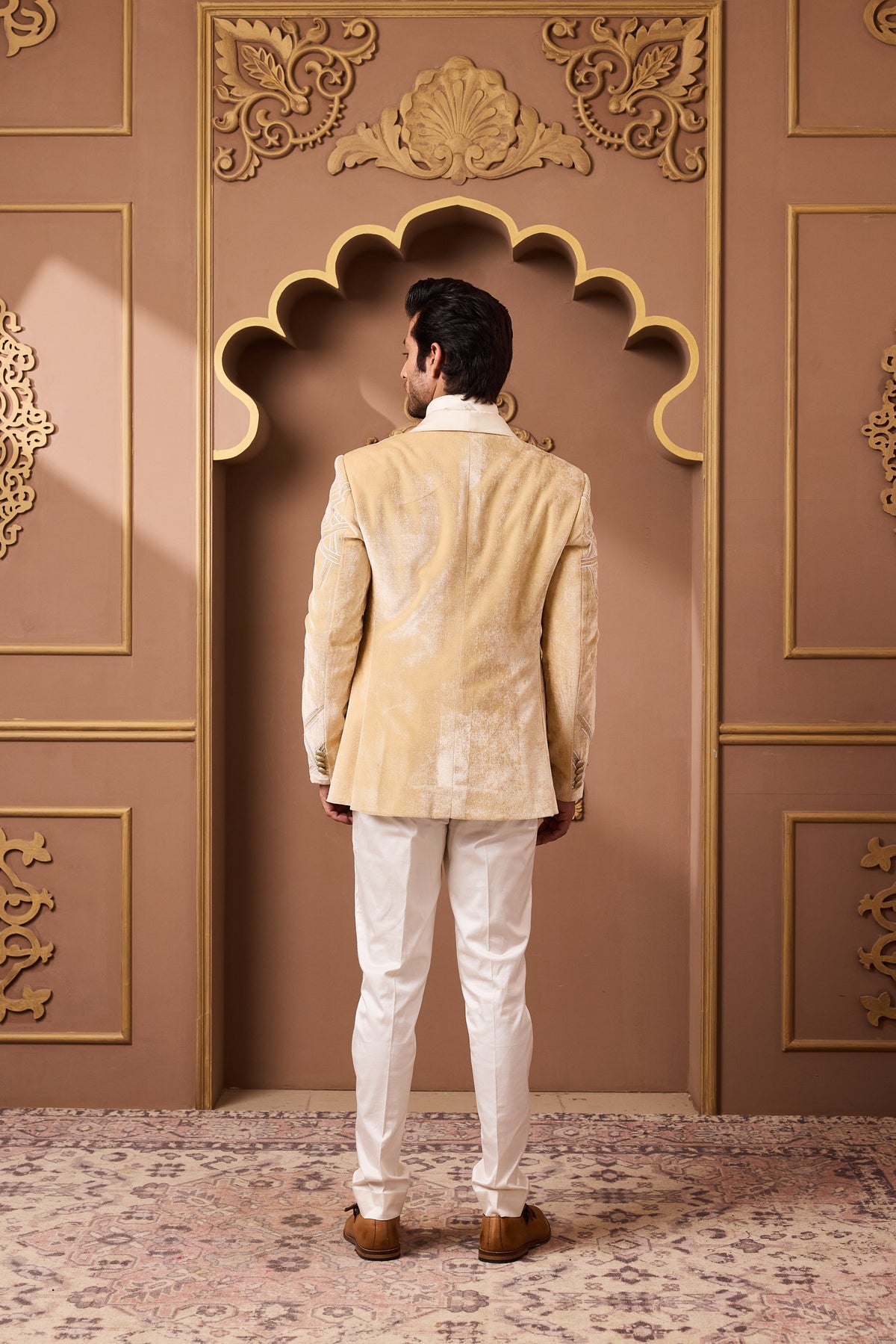 GOLD VELVET TUXEDO WITH CREAM PANT