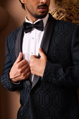 GREEN EMBROIDERED TUXEDO WITH PANT