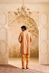 EMBROIDERED RUST MIRRORWORK KURTA WITH DHOTI SALWAR