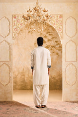 EMBROIDERED WHITE KURTA PATIALA SALWAR