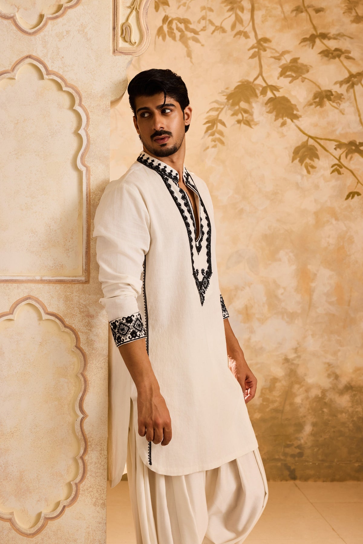 EMBROIDERED WHITE KURTA PATIALA SALWAR