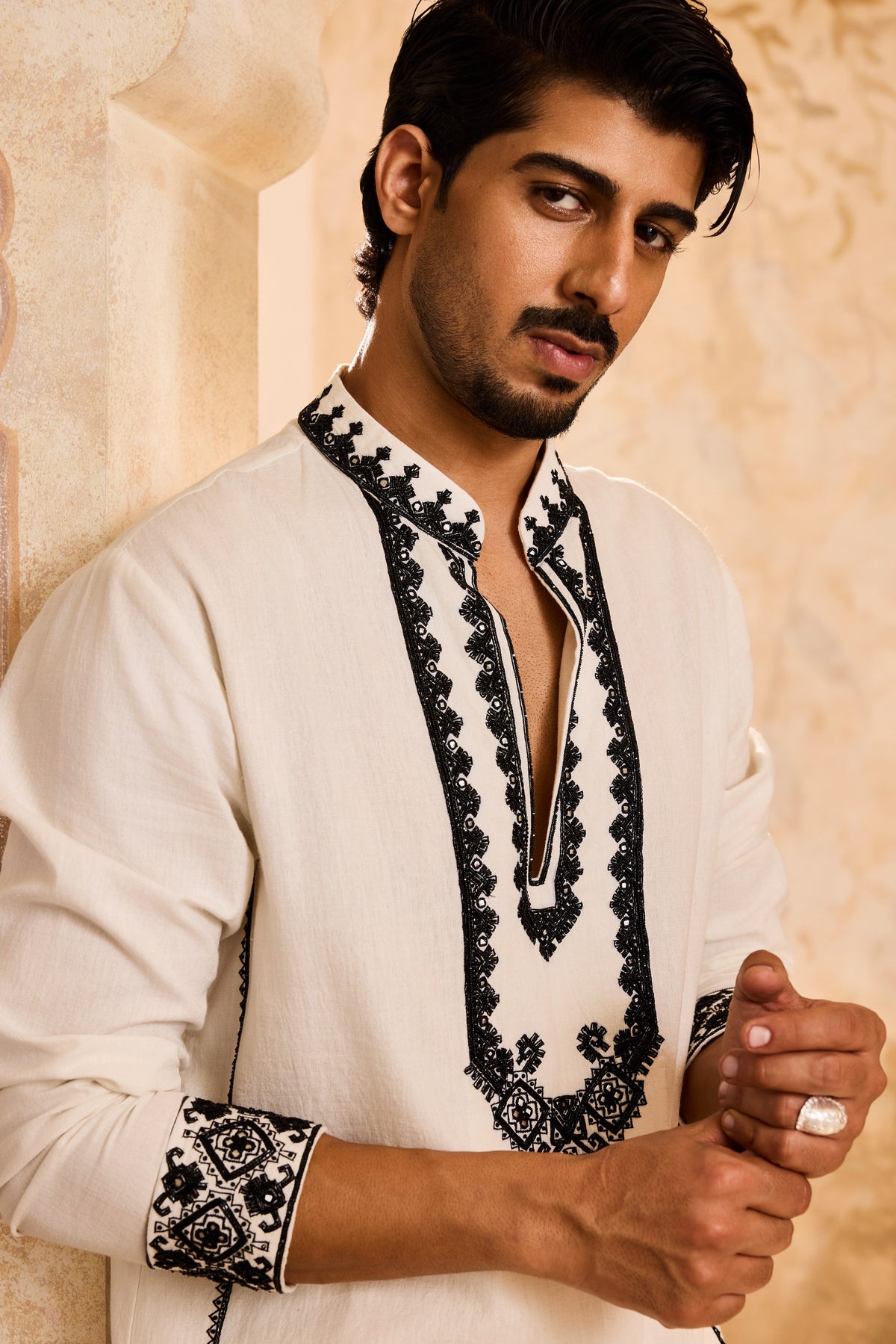 EMBROIDERED WHITE KURTA PATIALA SALWAR