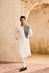 EMBROIDERED WHITE ANGRAKHA KURTA CHURIDAR
