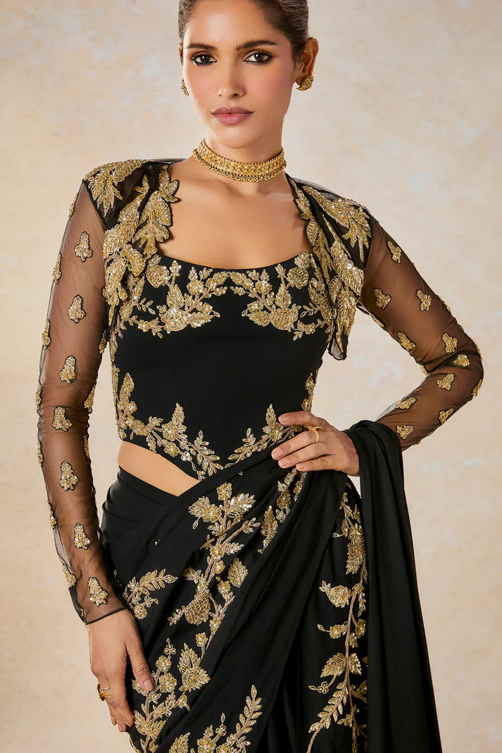 The Sunheri Bel Stitched Saree Set