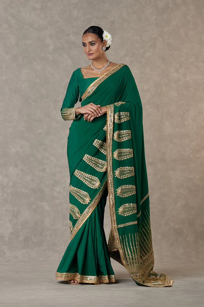 Dark Green 'Son-Patti' Saree 1