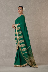 Dark Green 'Son-Patti' Saree 1