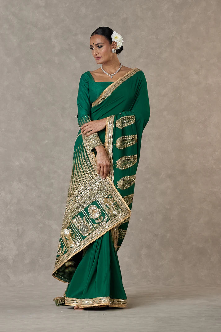 Dark Green 'Son-Patti' Saree 2