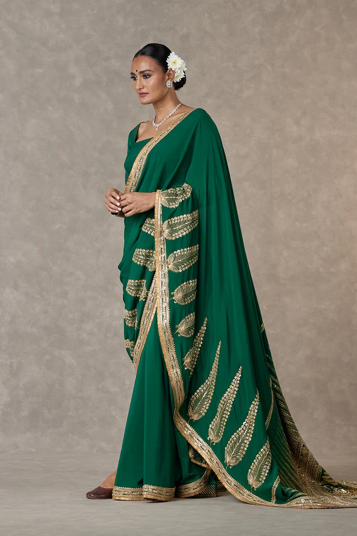 Dark Green 'Son-Patti' Saree 2